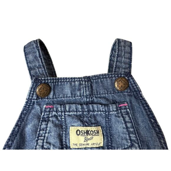 6M OshKosh B' Gosh Light Denim Bib Overalls Blue Jean Jogger Style Drawstring - Picture 3 of 11